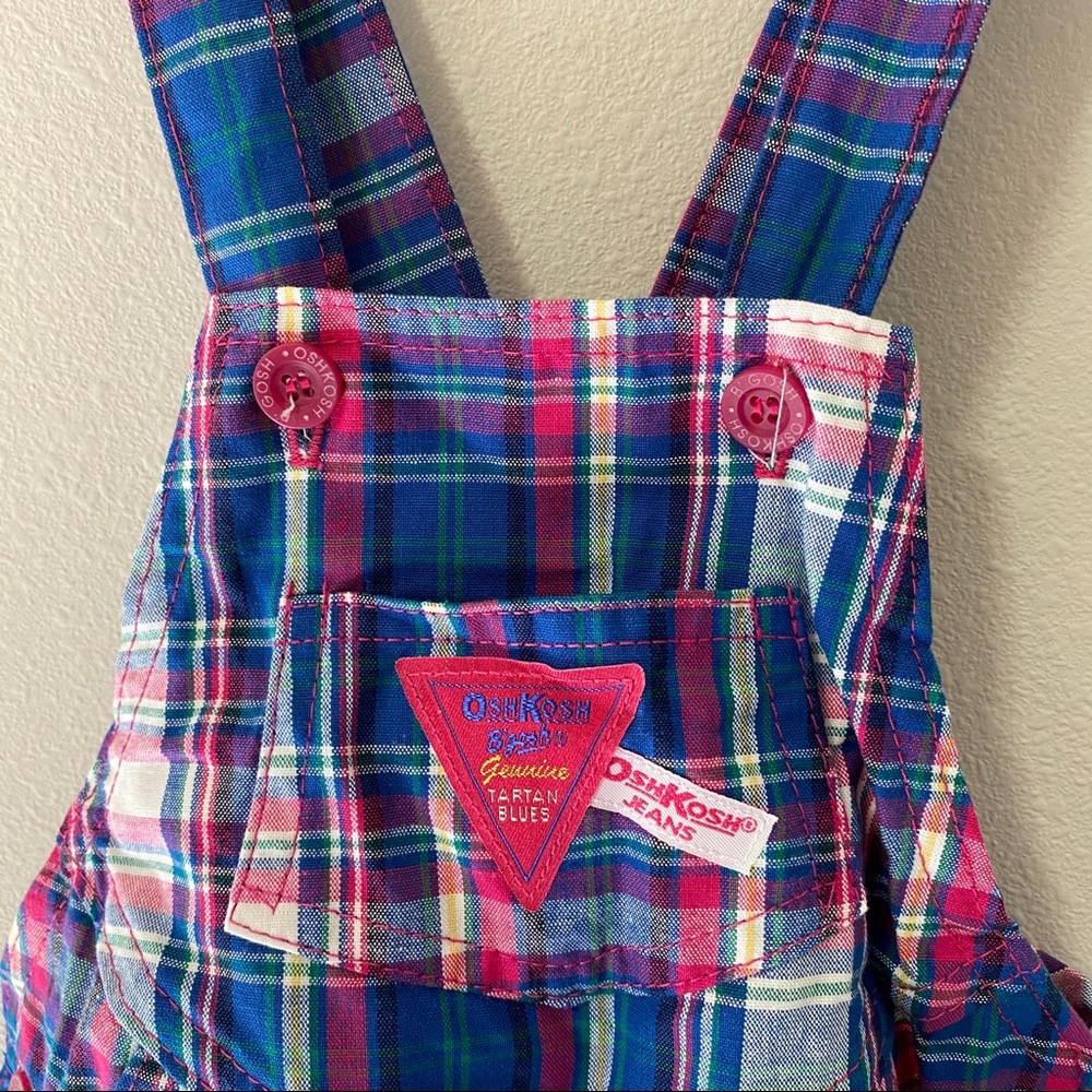 Vintage OshKosh Bgosh tartan blue plaid overalls - Picture 3 of 11